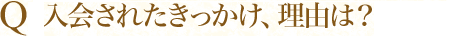 Q SEISHINに入会されたきっかけ、理由は？